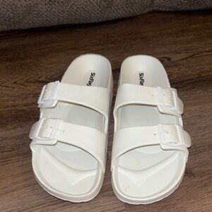 Six Flags White Slide Sandals with Double Straps size 39